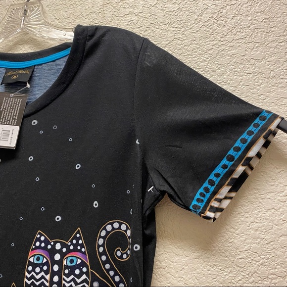 LAUREL BURCH Feline Cat Polka Dot Graphic Novelty T-shirt Medium NWT - Picture 7 of 8